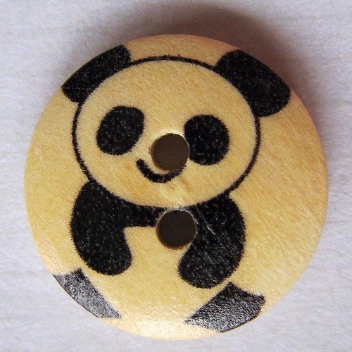 Lot de 4 boutons en bois ronds panda