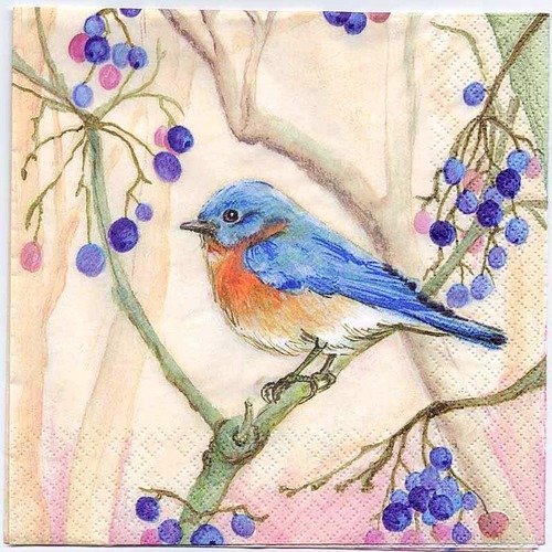 Lot de 2 serviettes en papier - oiseau bleu (peter in the tree)