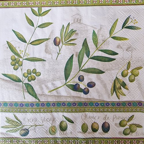Lot de 2 serviettes en papier - olive, provence (d'oliva white)