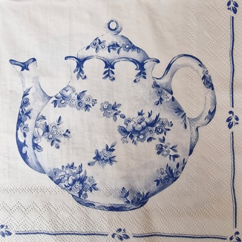 Lot de 2 serviettes en papier - théière, thé (tea for two ( white blue ))