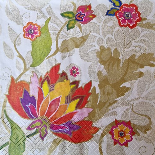 Lot de 2 serviettes en papier - fleurs colorées (eleganza collection)