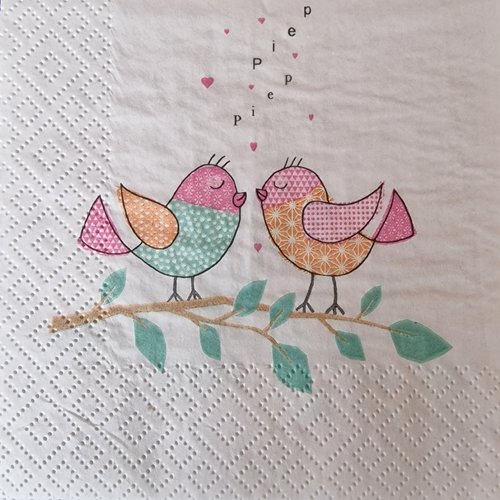Lot de 2 petites serviettes en papier - oiseaux amoureux