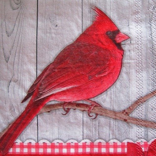 Lot de 2 serviettes en papier - oiseau rouge (cardinal)