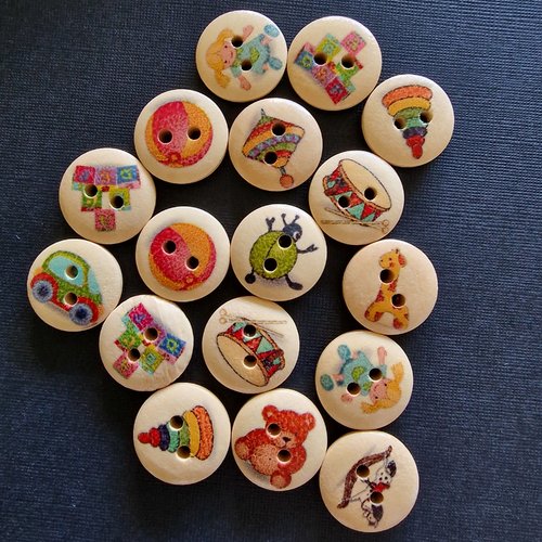 Lot de 4 boutons ronds en bois jeux pour enfants