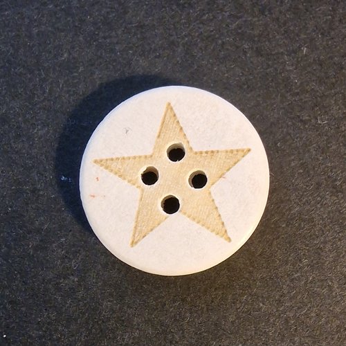 Lot de 4 boutons ronds en bois étoiles
