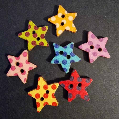 Lot de 4 boutons en bois en forme d'étoile