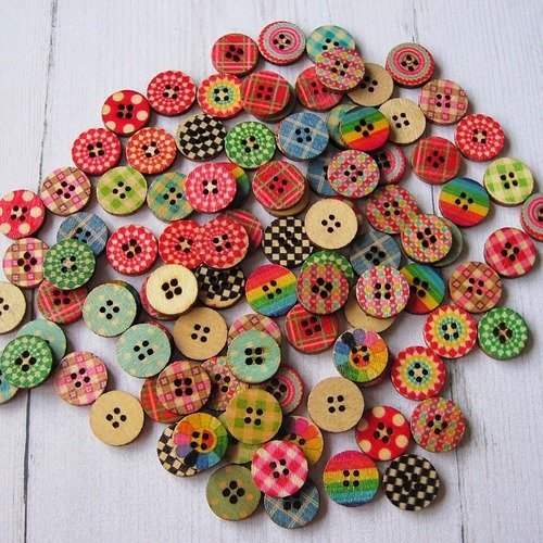 Boutons En Bois Lot De 30 Boutons Ronds En Bois Pour Scrapbooking