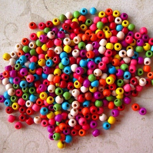 Lot de 25 perles howlite multicolores - 4 mm