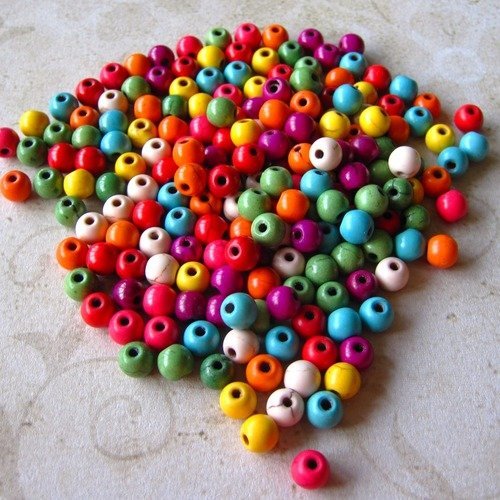 Lot de 15 perles howlite multicolores - 6mm