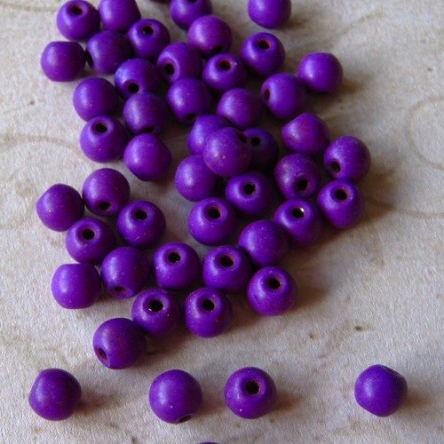 Lot de 5 perles howlite mauve(2) - 6 mm