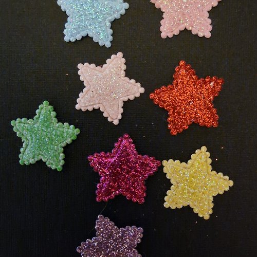 Lot de 10 étoiles scintillantes en feutre multicolore ( couleur mixte )