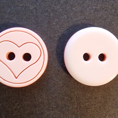 Lot de 4 boutons ronds acryliques cœurs