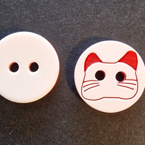 Lot de 4 boutons acrylique rond chat