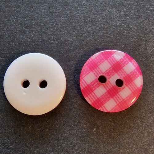 Lot de 4 boutons acryliques - vichy rose foncé
