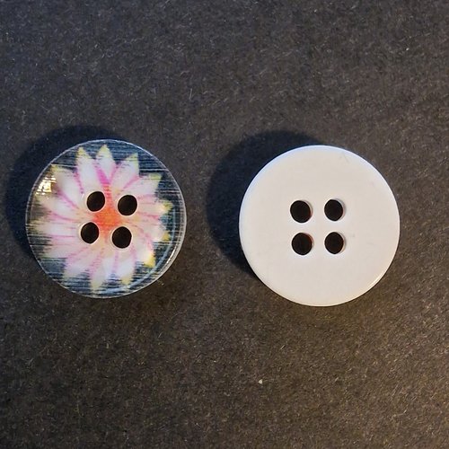 Lot de 4 boutons rond fleur acrylique