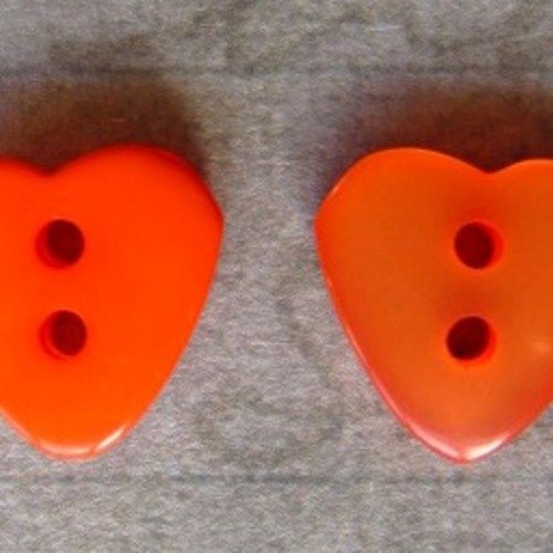 Lot de 6 boutons acrylique en cœurs orange