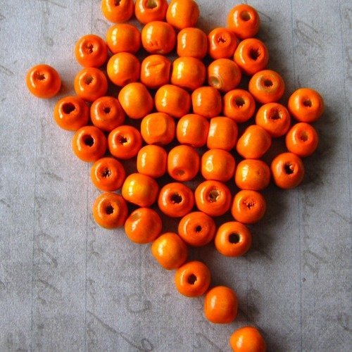 Lot de 10 perles en bois orange 10mm