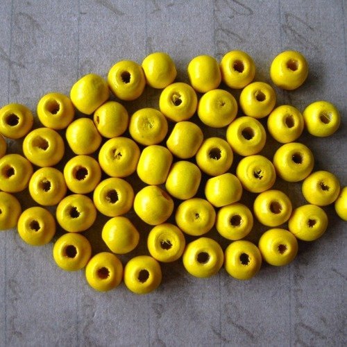 Lot de 10 perles en bois jaune 7mm
