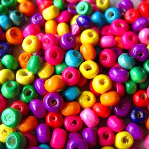Perles en bois 3mm multicolore 
