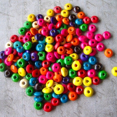 Perles en bois rondelles 8mm multicolores