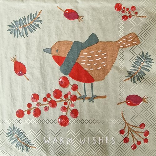 Lot de 2 serviettes en papier - warm wishes - oiseau