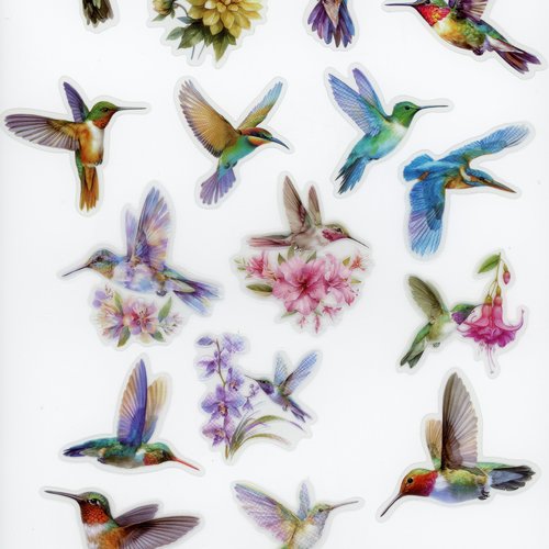 Lot de 25 stickers autocollants transparents oiseaux (lot 2)
