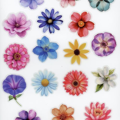 Lot de 17 stickers autocollants transparents fleurs (lot 1)