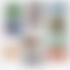 Lot de 16 stickers autocollants - timbres du monde - voyage - rétro, vintage (lot 3)