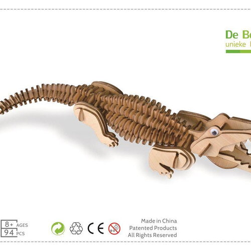 Kit de construction crocodile diy puzzle 3d en bois - neuf dans sa boite d'origine - longueur 33,90 cm