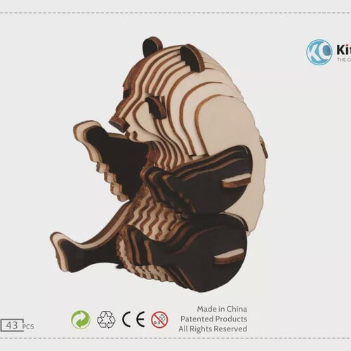 Kit de construction panda diy puzzle 3d en bois - neuf dans sa boite d'origine - hauteur 10,60cm
