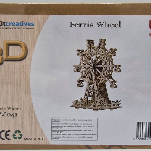 Kit de construction grande roue à energie solaire - diy puzzle 3d en bois - neuf dans sa boite d'origine - hauteur 30 cm
