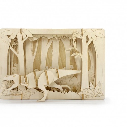 Kit de construction théâtre 3d dinosaure, t-rex - diy puzzle 3d en bois - neuf dans sa boite d'origine