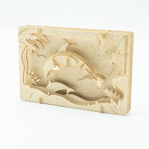 Kit de construction théâtre 3d dauphin - diy puzzle 3d en bois - neuf dans sa boite d'origine