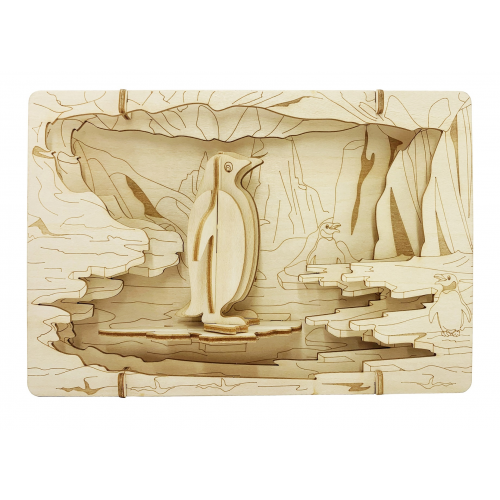 Kit de construction théâtre 3d pingouin - diy puzzle 3d en bois - neuf dans sa boite d'origine