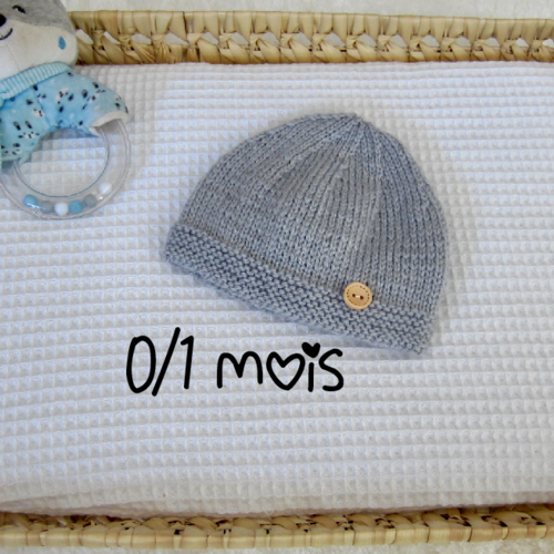 Bonnet/chapeau coloris gris 0/1 mois