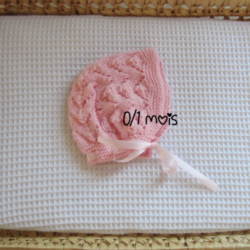 Bonnet/béguin rose 0/1 mois