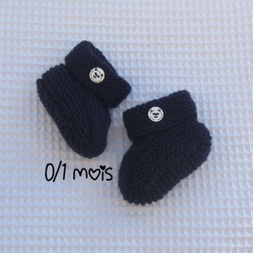 Chaussons tricot coloris bleu marine