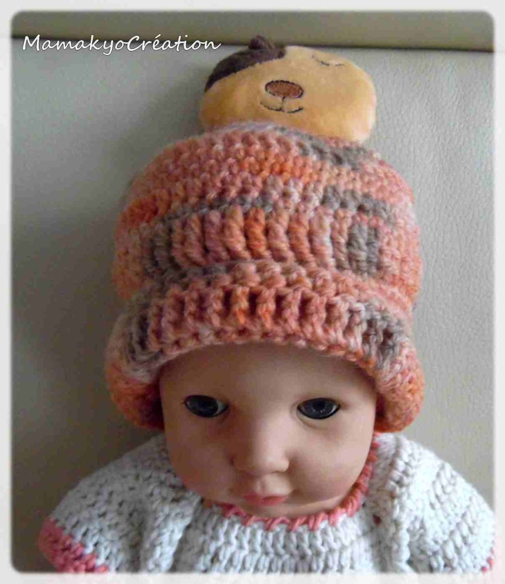 Bonnet Chat Realise Au Crochet Fait Main Handmade Layette Bonnet Bebe Un Grand Marche