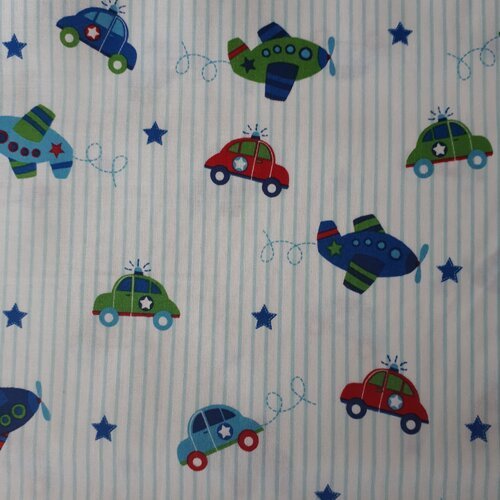 Tissu patchwork  - voitures et avions - coupon 45 x 55 cm