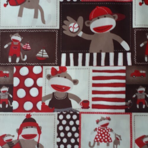 Tissu patchwork - singes - coupon 45 x 55 cm
