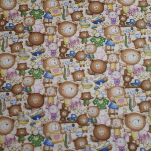 Tissu patchwork - oursons - time for teddies - coupon 45 x 55 cm