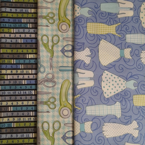 Coupons tissus patchwork assortis - thème couture