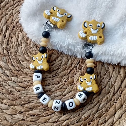 Attache doudou simba lion personnalisé