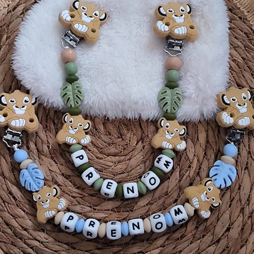 Attache doudou simba lion personnalisé