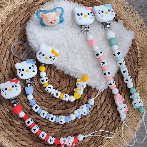 Attache tétine hello kitty personnalisée