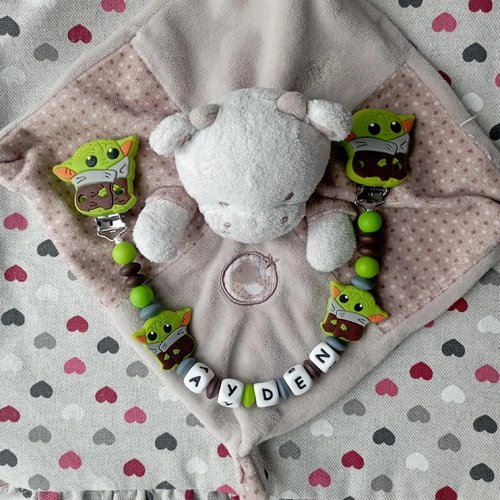 Attache doudou yoda personnalisé