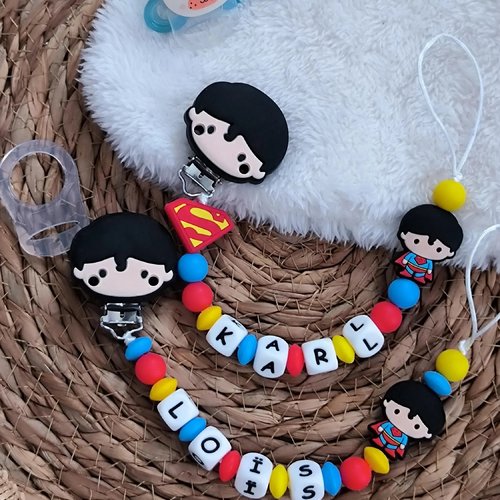 Attache tétine superman personnalisée