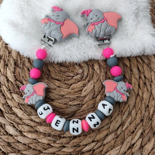 Attache doudou dumbo personnalisé