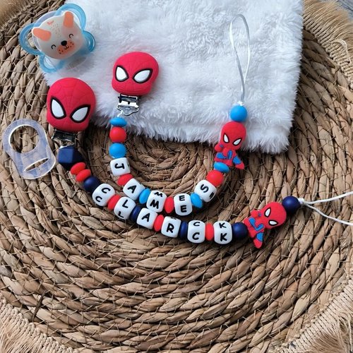 Attache tétine spiderman personnalisée