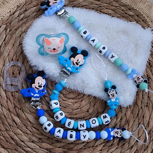 Attache tétine mickey personnalisée